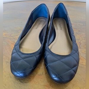 Liz Claiborne Beecher Women's Comfy Navy Flats Quilted Leather Shoes Size 8